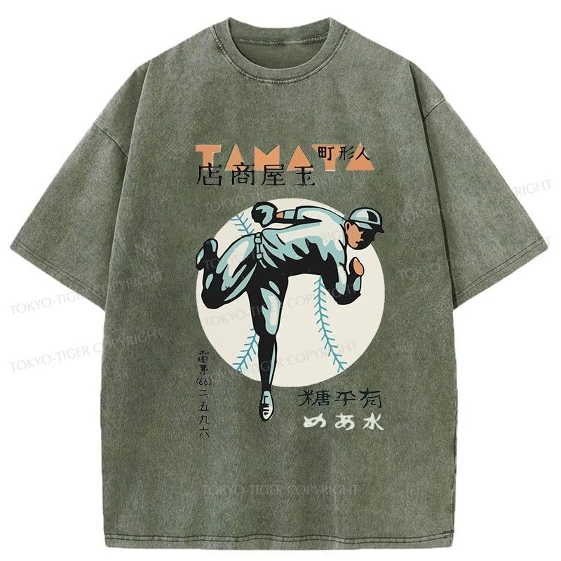 men's designer t-shirts -Tokyo-Tiger Baseball in Japan Washed T-Shirt