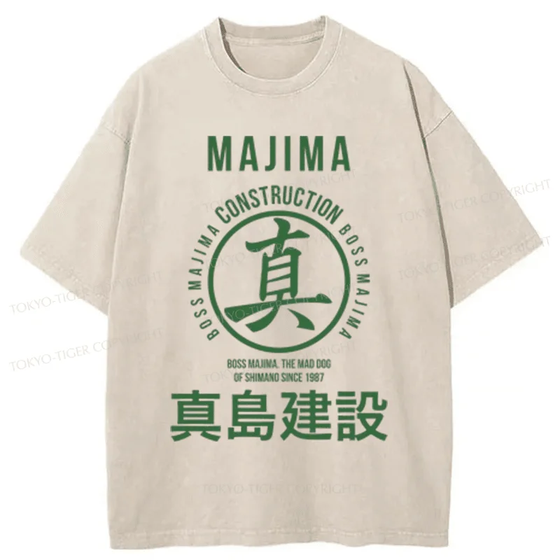 men's versatile t-shirts -Tokyo-Tiger Majima Construction Japanese Washed T-Shirt