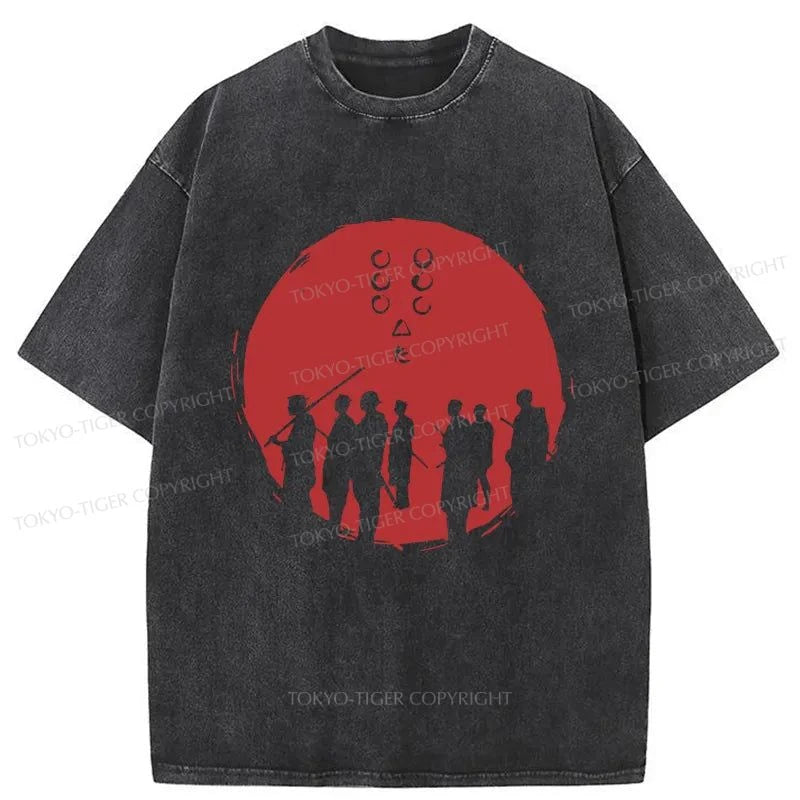 men's high-quality t-shirts -Tokyo-Tiger Seven Samurai Japanese Washed T-Shirt