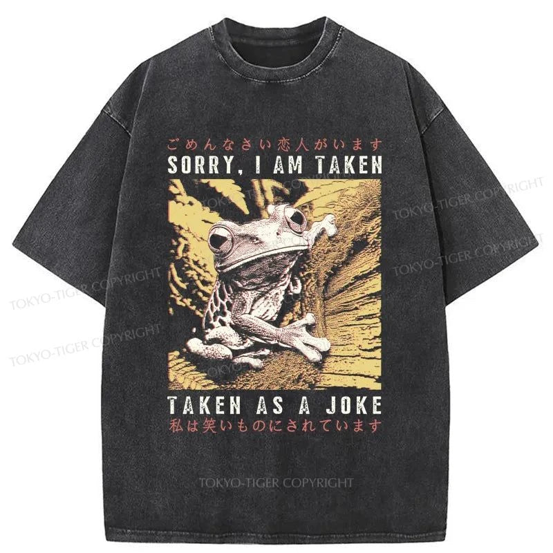 men's summer t-shirts -Tokyo-Tiger The Tragic Frog Japanese Washed T-Shirt