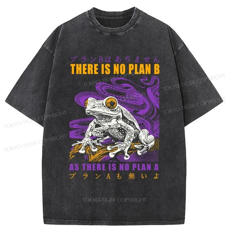 men's graphic print t-shirts -Tokyo-Tiger Thers Is No Plan B Frog Washed T-Shirt