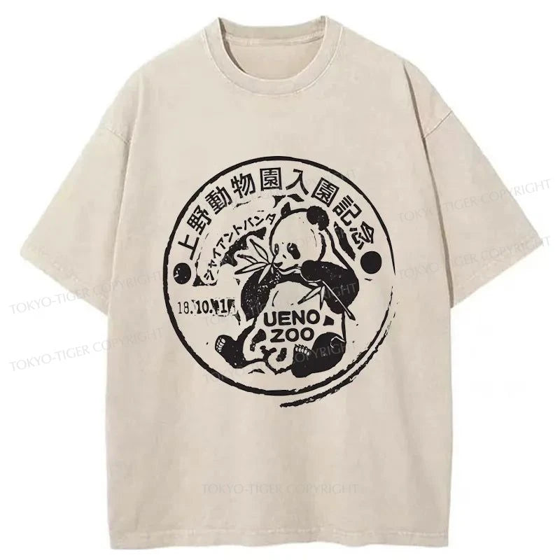 men's high-fashion t-shirts -Tokyo-Tiger Ueno Zoo Panda Label Washed T-Shirt