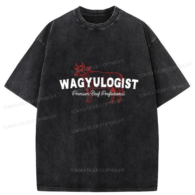 men's trendy t-shirts -Tokyo-Tiger Wagyu Beef BBQ Lover Grill Master Japanese Steak Washed T-Shirt