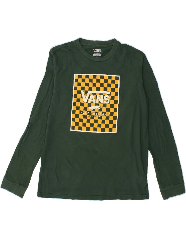 men's designer t-shirts -VANS Boys Classic Fit Graphic Top Long Sleeve 12-13 Years Large  Green