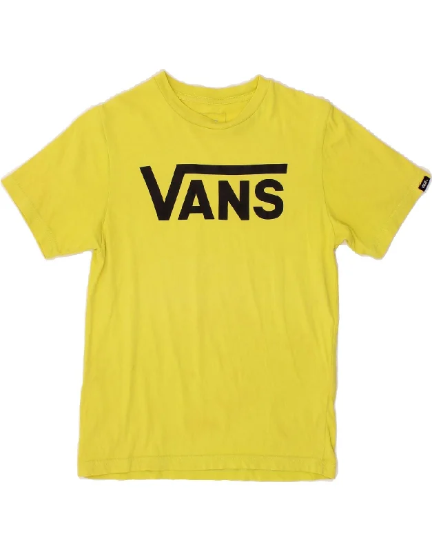 men's high-fashion t-shirts -VANS Boys Graphic T-Shirt Top 8-9 Years Small Yellow Cotton