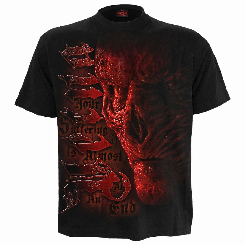 men's graphic print t-shirts -VECNA - SUFFER - Front Print T-Shirt Black