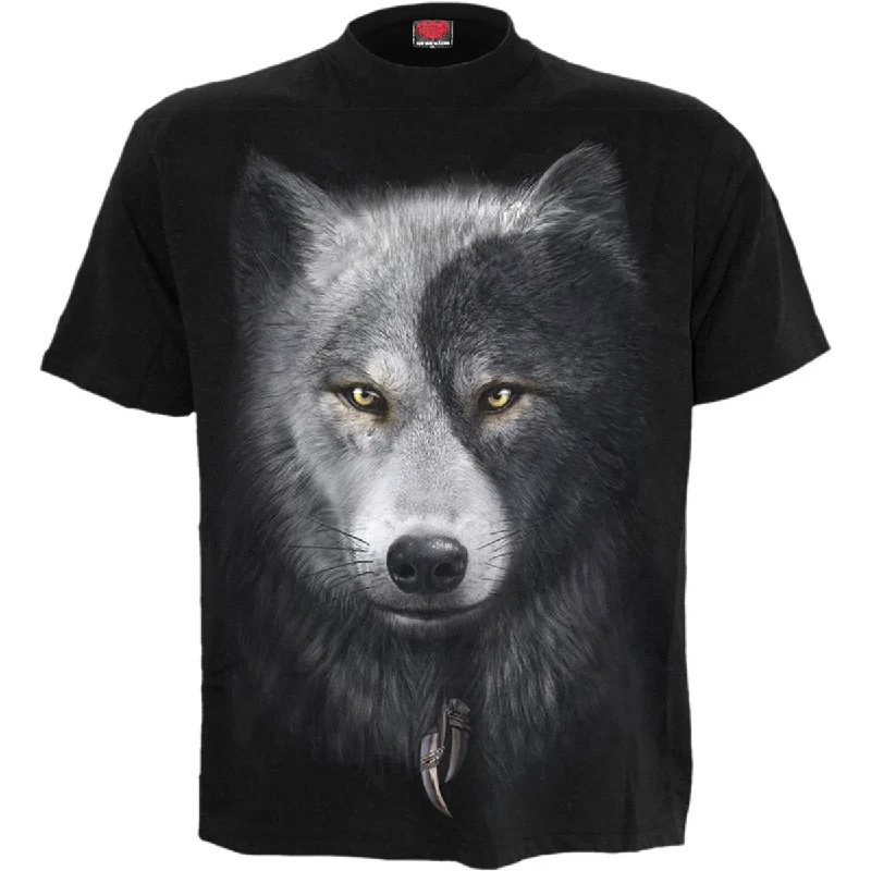 men's relaxed-fit graphic t-shirts -WOLF CHI - T-Shirt Black