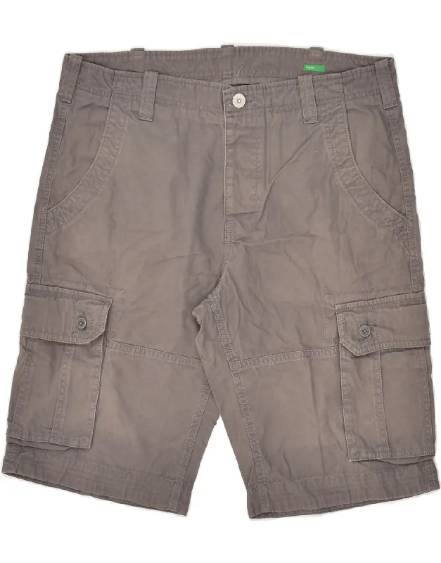 men's comfortable running shorts -BENETTON Mens Regular Cargo Shorts W36 Large Grey Cotton