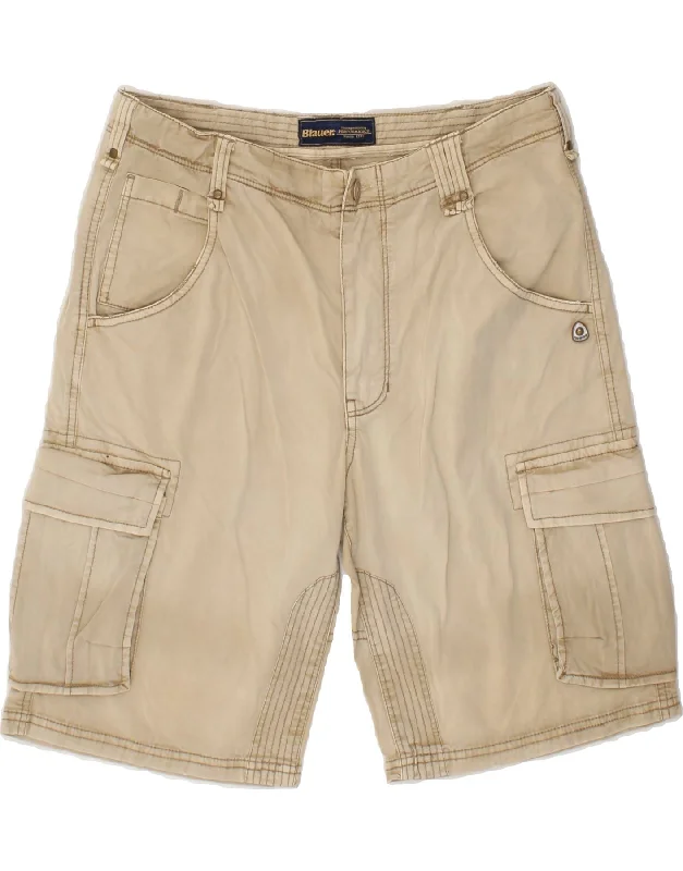 men's gym shorts -BLAUER Mens Cargo Shorts W32 Medium Beige Cotton