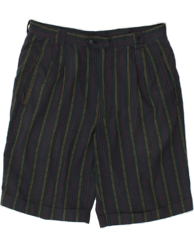 men's striped shorts -CACHAREL Mens Chino Shorts W32 Medium Black Striped