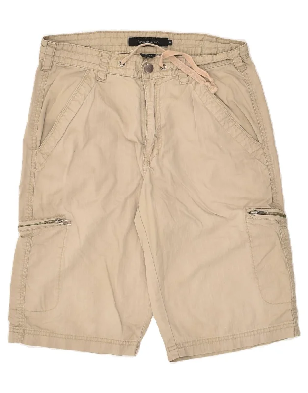 men's running shorts -CALVIN KLEIN Mens Cargo Shorts W29 Small Beige Cotton