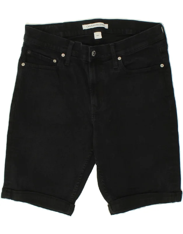 men's fitness shorts -CALVIN KLEIN Mens Graphic Denim Shorts W30 Medium Black Cotton