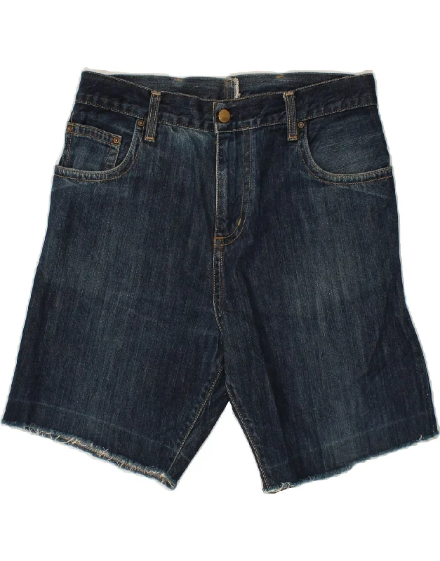 men's beach shorts -CARHARTT Mens Bermuda Slim Denim Shorts W33 Medium Navy Blue Cotton