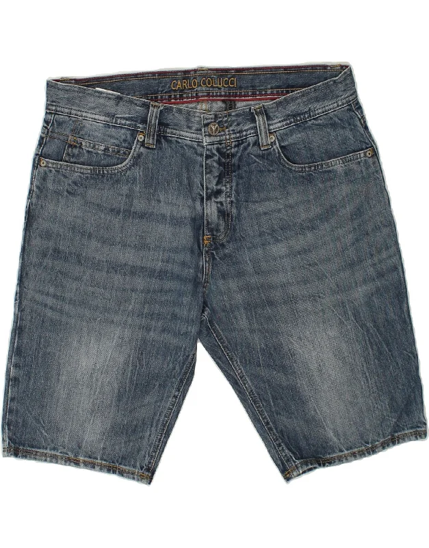 men's outdoor shorts -CARLO COLUCCI Mens Denim Shorts W36 Large Blue Cotton