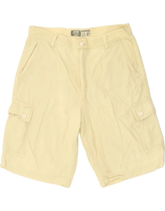 men's cargo shorts -CARRERA Mens Cargo Shorts W34 Large Beige Cotton