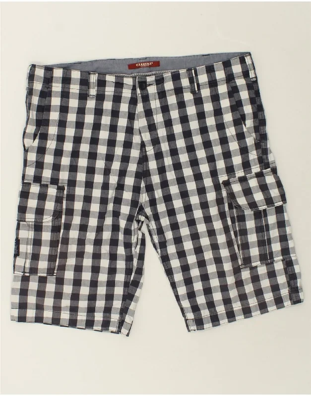 men's shorts with pockets -CARRERA Mens Cargo Shorts W40 XL Navy Blue Gingham