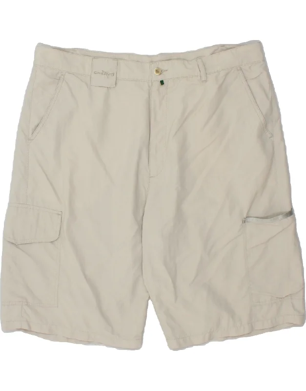 men's slim-fit shorts -CHERVO Mens Cargo Shorts W38 XL Beige Polyamide