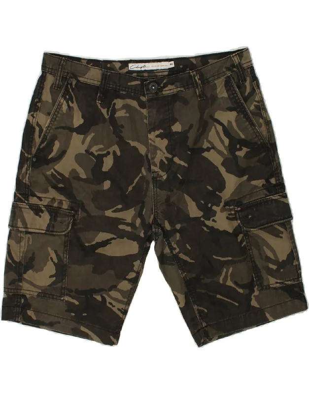 men's black shorts -CLAYTON Mens Cargo Shorts IT 46 Small W29 Khaki Camouflage Polyester