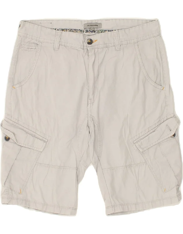 men's plaid shorts -CLAYTON Mens Cargo Shorts IT 48 Medium W32 Grey