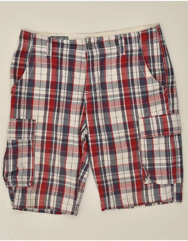 men's premium shorts -CLOCK HOUSE Mens Cargo Shorts W33 Medium Red Check Cotton