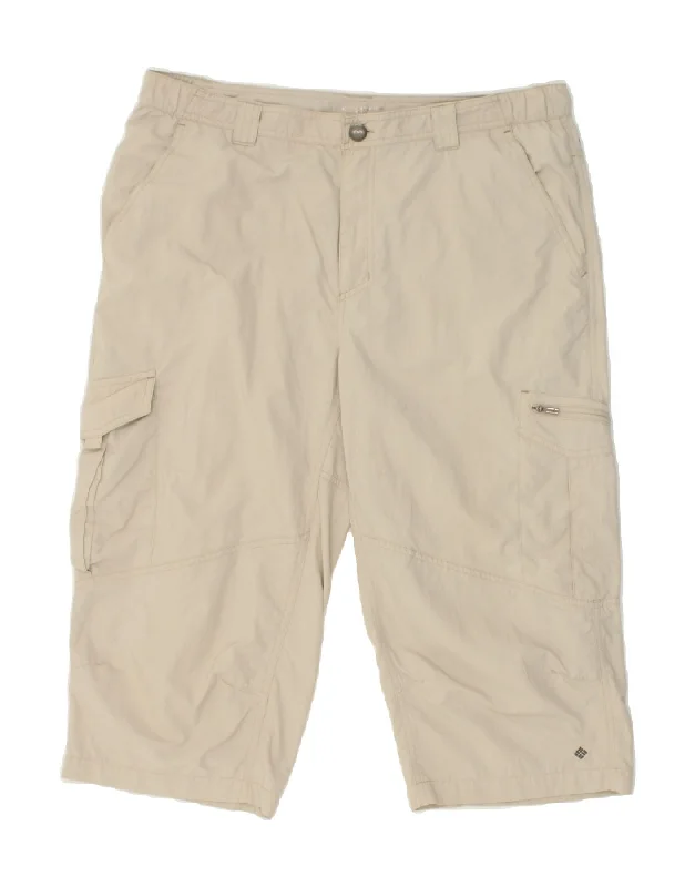 men's sporty cargo shorts -COLUMBIA Mens Bermuda Shorts W36 XL Beige Nylon