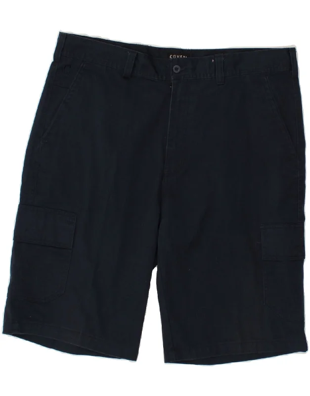 men's fashion shorts -COVERI Mens Cargo Shorts IT 56 3XL W38 Navy Blue Cotton