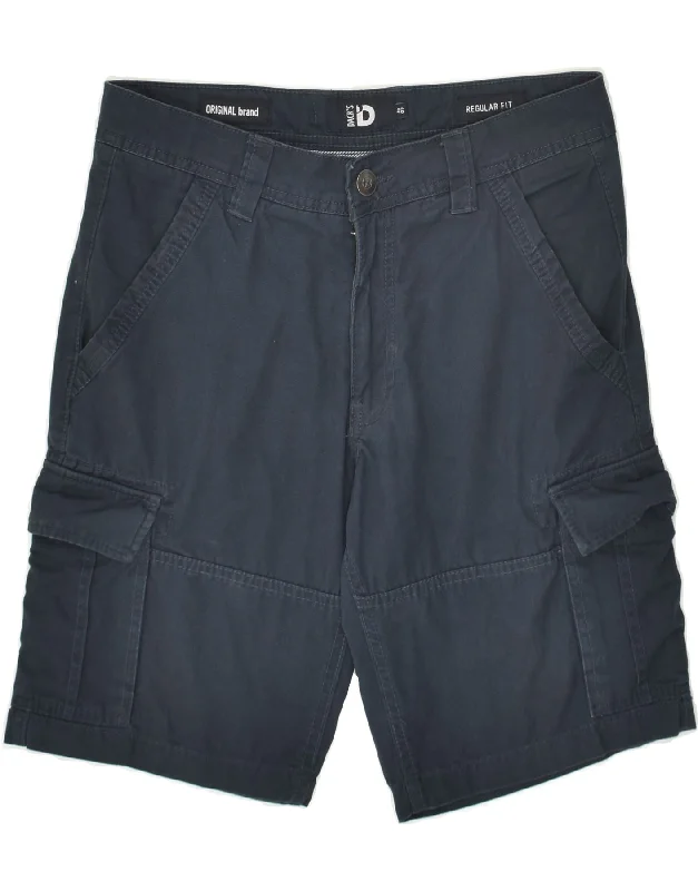 men's summer-ready cargo shorts -DACK'S Mens Regular Fit Cargo Shorts IT 46 Small W30 Navy Blue Cotton