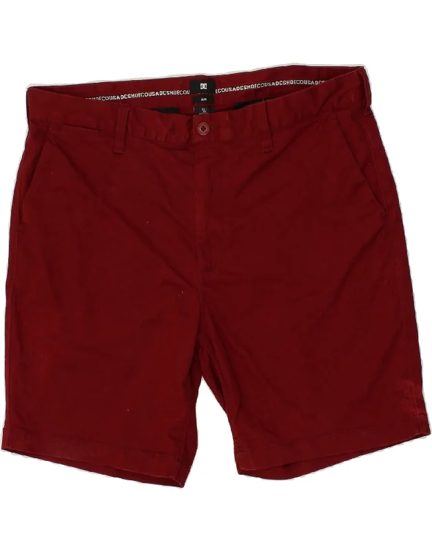 men's long casual shorts -DC Mens Slim Chino Shorts W36 Large Burgundy Cotton