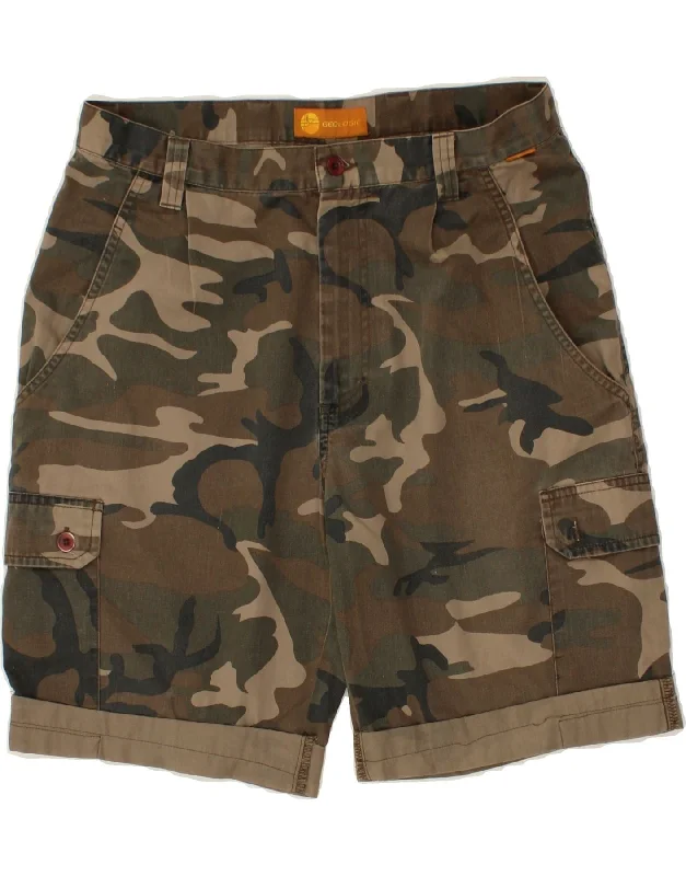 men's athletic wear shorts -DECATHLON CREATION Mens Cargo Shorts W32 Medium Khaki Camouflage Cotton