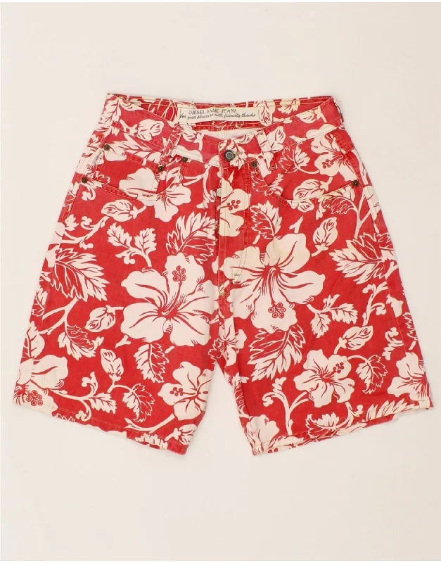 men's stylish sports shorts -DIESEL Mens Casual Shorts W29 Small Red Floral Cotton