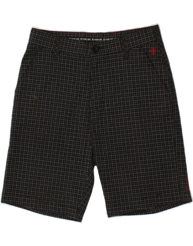 men's athletic shorts for gym -ELEMENT Mens Chino Shorts W28 Small  Black Check Polyester