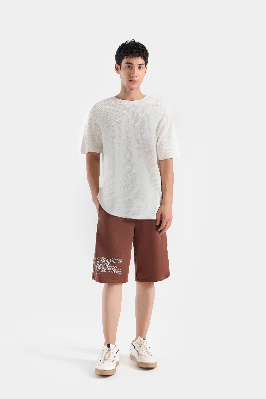 men's fitted shorts -Slogan Print Shorts