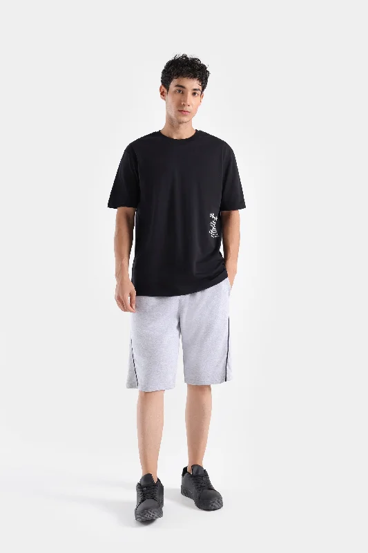 men's knee-length shorts -Slogan Print Shorts