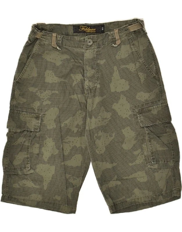 men's premium shorts -FISHBONE Mens Cargo Shorts XS W26 Khaki Camouflage Cotton