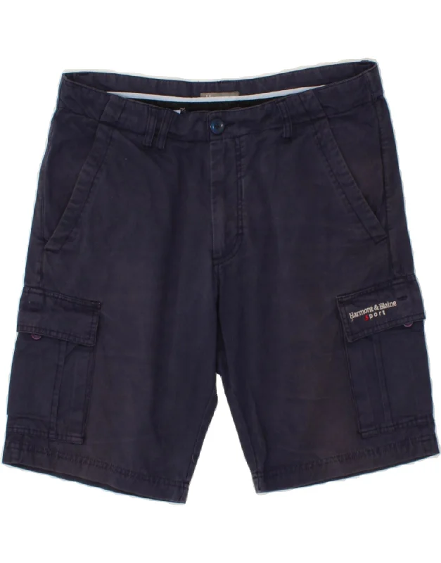 men's swim shorts -HARMONT & BLAINE Mens Cargo Shorts IT 52 XL W36  Navy Blue Cotton