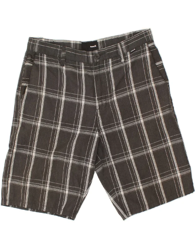 men's bold-pattern shorts -HURLEY Mens Chino Shorts W32 Medium Grey Check Polyester