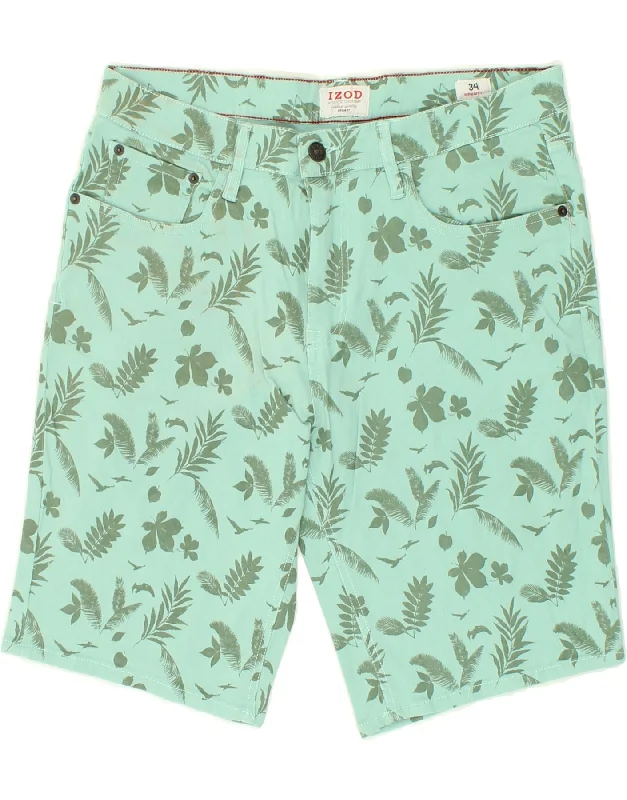 men's casual shorts for vacation -IZOD Mens Regular Fit Casual Shorts W34 Large  Turquoise Floral Cotton