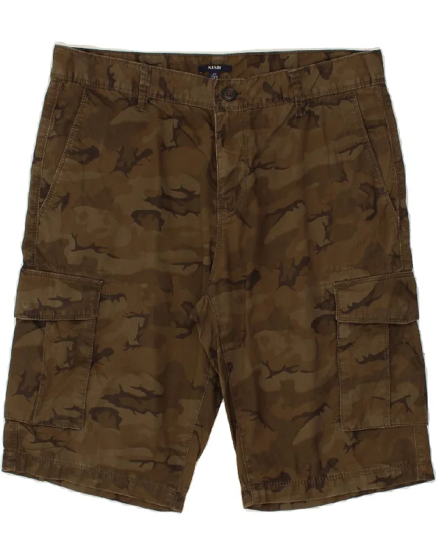 men's plaid shorts -KIABI Mens Cargo Shorts UK 42 XL W36 Brown Camouflage