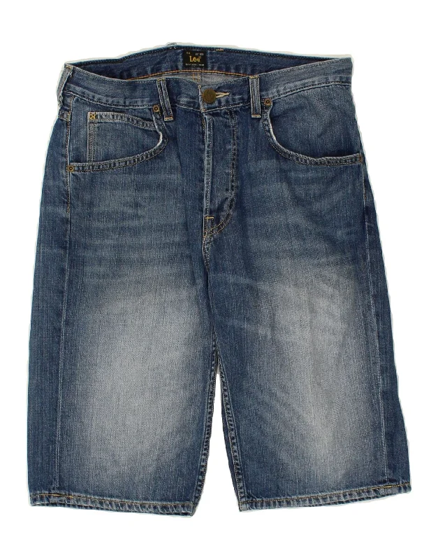 men's cargo shorts -LEE Mens 5 Pocket Short Denim Shorts W30 Medium Blue Cotton