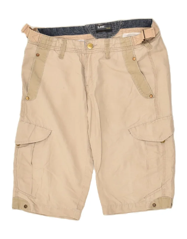 men's rugged cargo shorts -LEE Mens Cargo Shorts W32 Medium Beige Cotton