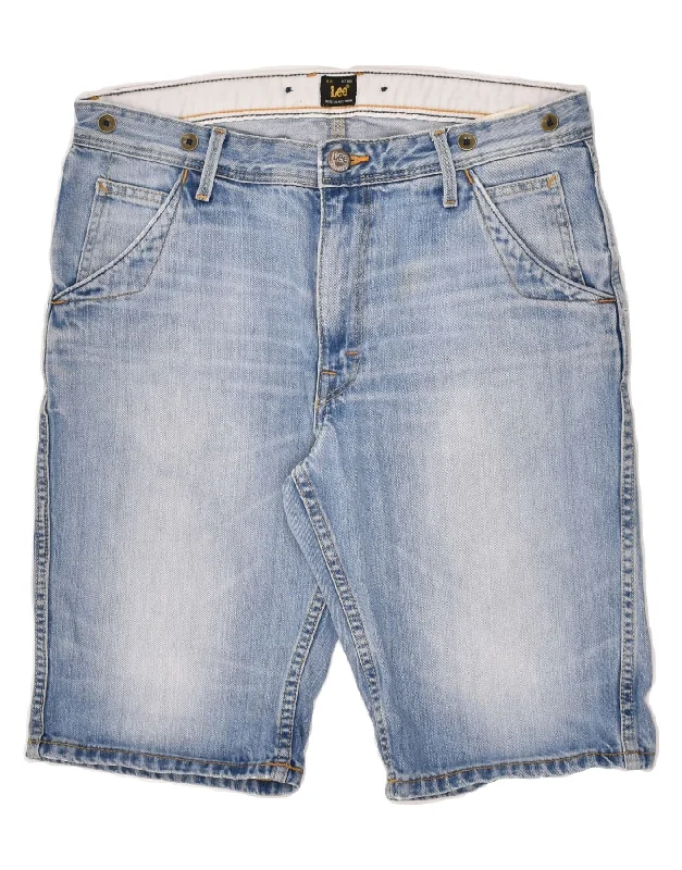 men's classic cargo shorts -LEE Mens Workwear Denim Shorts W31 Medium Blue Cotton