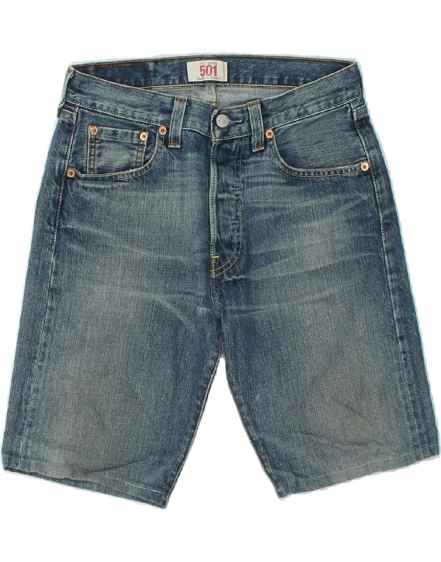 men's casual printed shorts -LEVI'S Mens 501 Denim Shorts W28 Small Blue Cotton