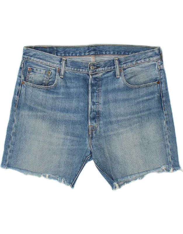 men's running shorts -LEVI'S Mens 501 Denim Shorts W36 Large Blue Cotton