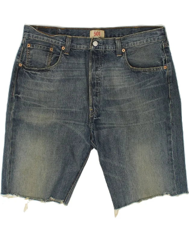 men's easy-wear shorts -LEVI'S Mens 501 Denim Shorts W38 XL Blue Cotton