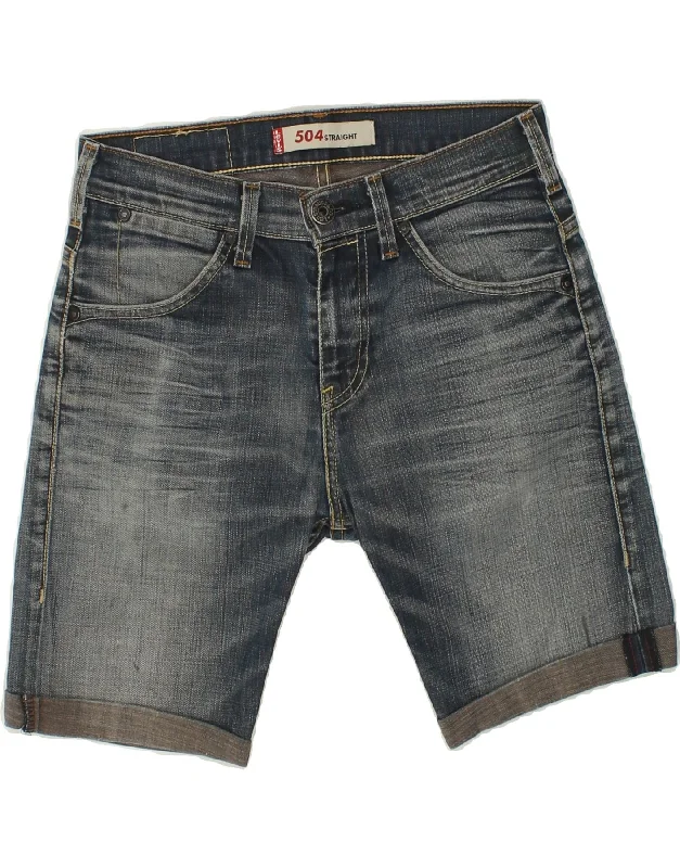 men's cargo shorts -LEVI'S Mens 504 Straight Denim Shorts W30 Medium Blue