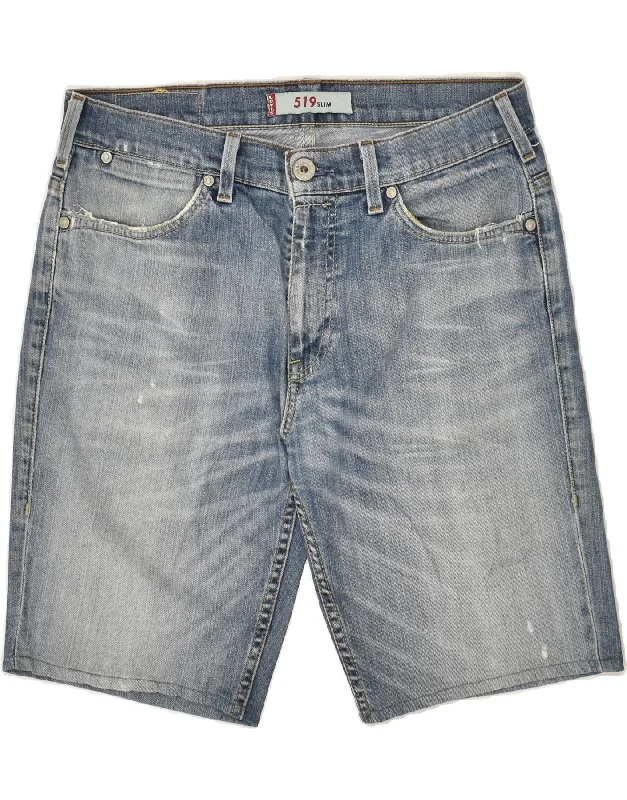 men's sporty cargo shorts -LEVI'S Mens 519 Slim Denim Shorts W32 Medium Blue Cotton