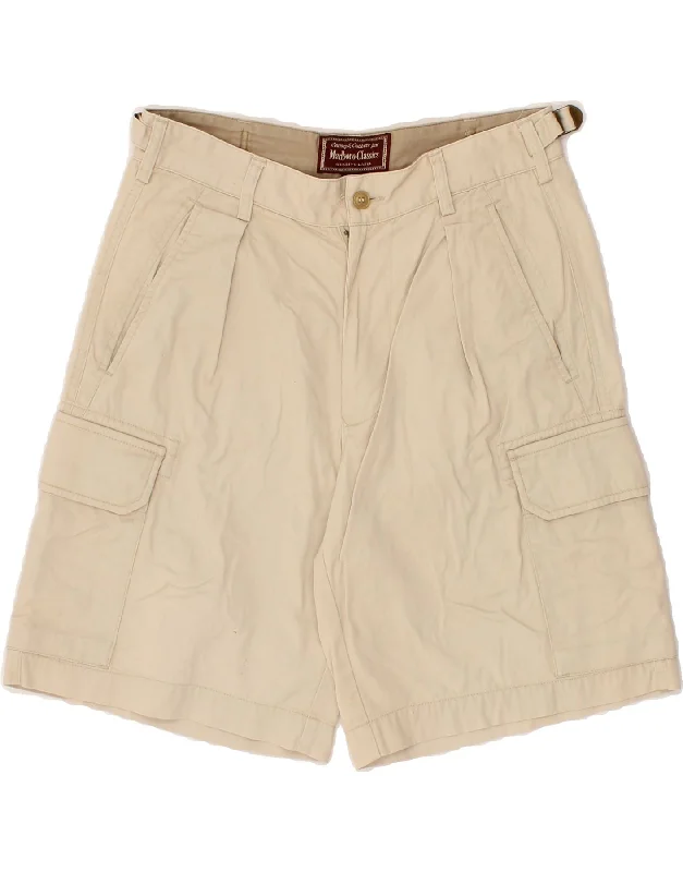 men's everyday shorts -MARLBORO CLASSICS Mens Cargo Shorts EU 46 Small W29  Beige Cotton