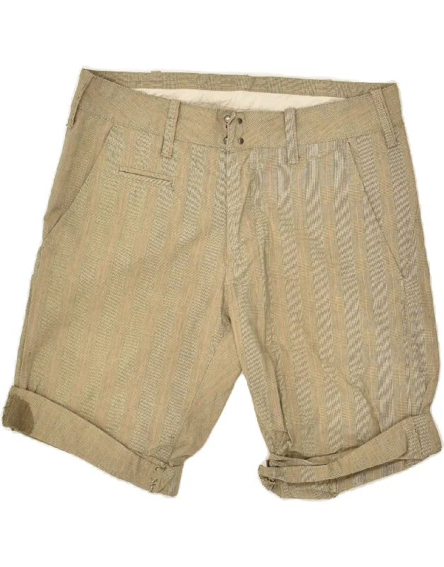 men's comfortable shorts -MARLBORO CLASSICS Mens Chino Shorts EU 46 Small W28  Beige Check Cotton