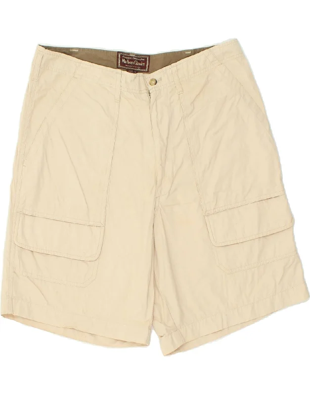 men's comfortable running shorts -MARLBORO CLASSICS Mens High Waist Cargo Shorts EU 54 2XL W36 Beige