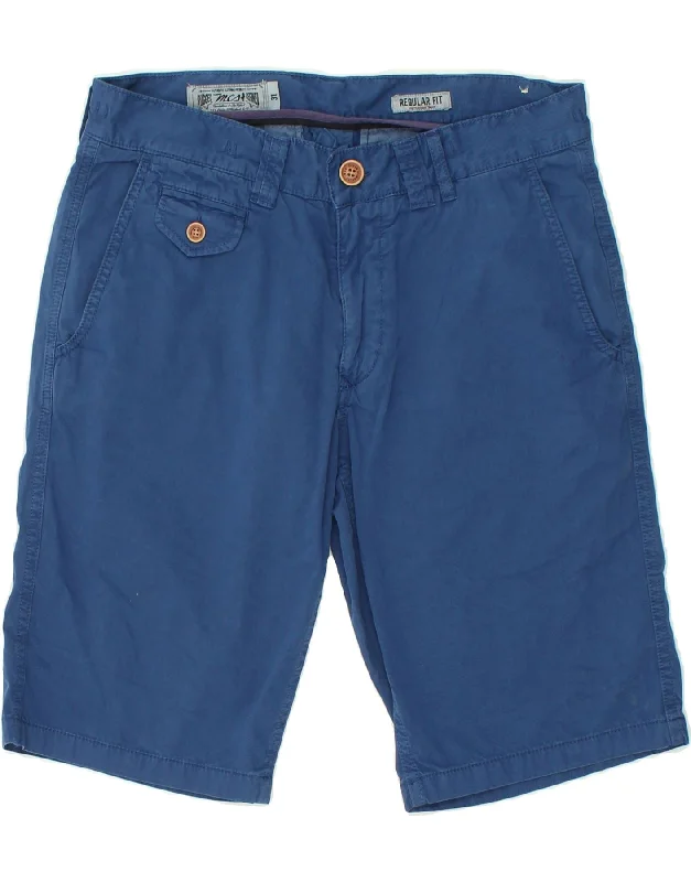 men's practical shorts -MARLBORO CLASSICS Mens Regular Fit Chino Shorts W31 Medium Blue Cotton